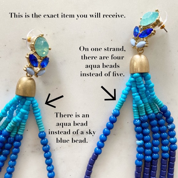 🆑 "Tuula" Earrings || Blue Tassel Statement - Picture 8 of 10